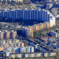 Luftaufnahme des Münchner Stadtviertels Neuperlach