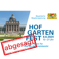 Einladung zum Hofgartenfest mit Stempel "abgesagt"