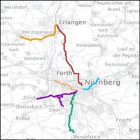 Kartenausschnitt mit den geplanten Radschnellverbindungen für die Region Nürnberg. Link zur vergrößerten Ansicht