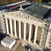 Luftbild der Glyptothek mit sanierter Fassade